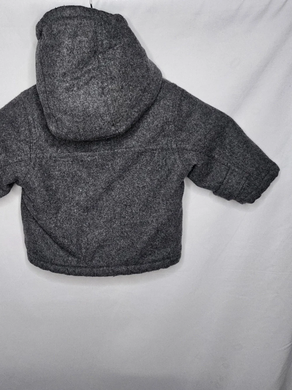 Baby Boy Infant Childrens Place Gray Wool Blend Zip Button Pea Coat Hooded 6-9M